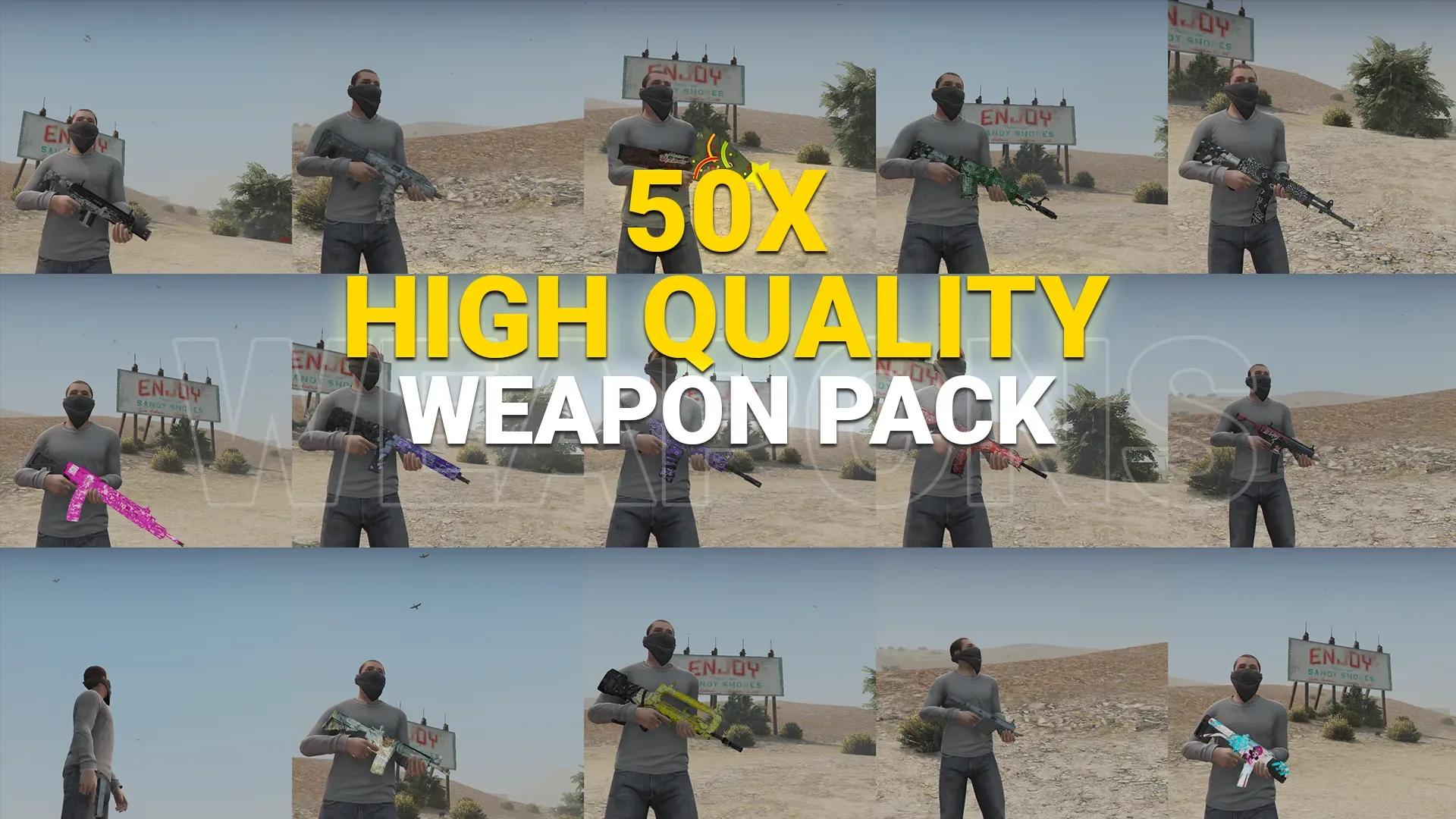 50X HQ FiveM Custom Weapons Pack Add-On
