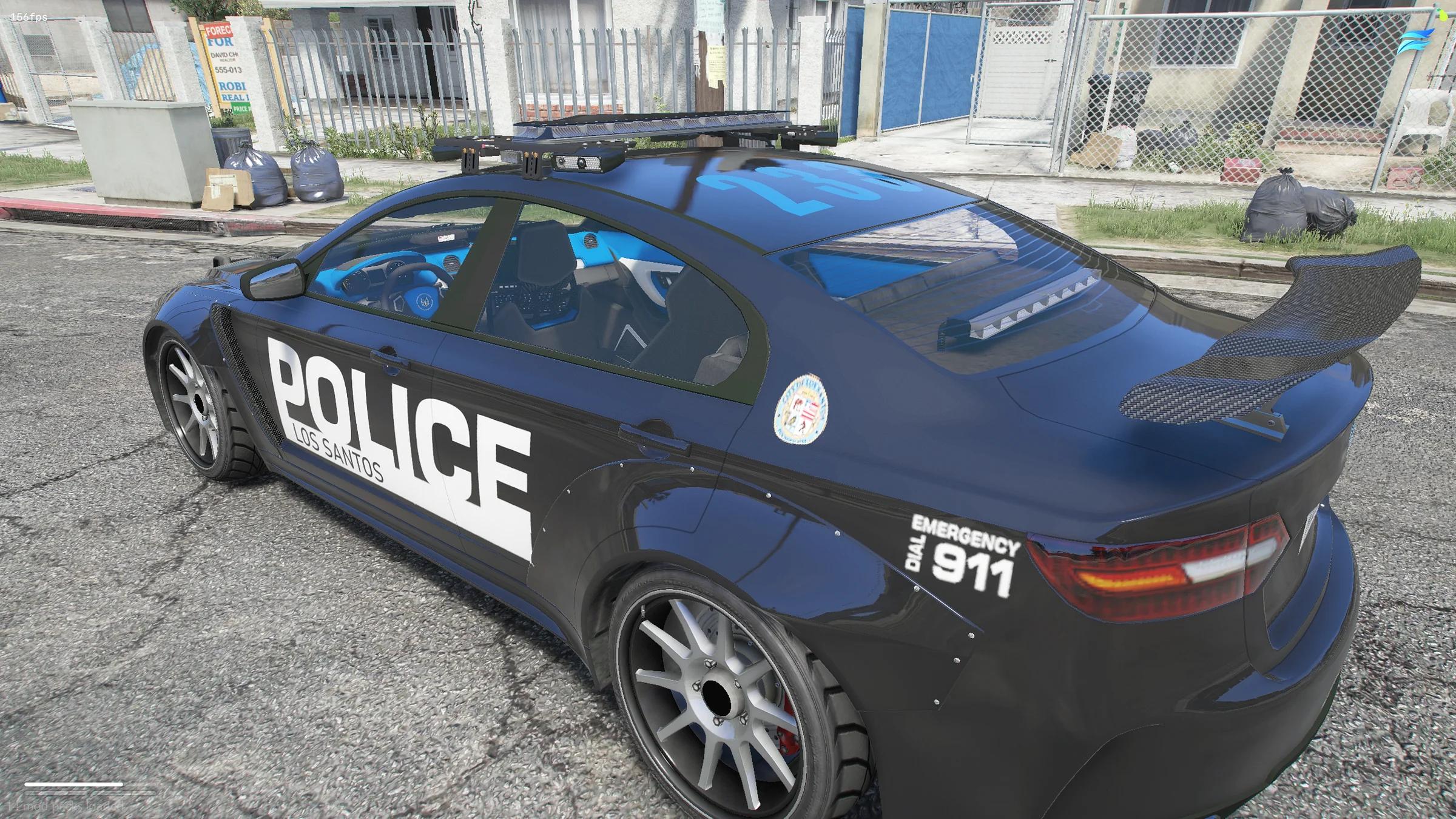 Black Los Santos police coupe with Emergency 911 livery