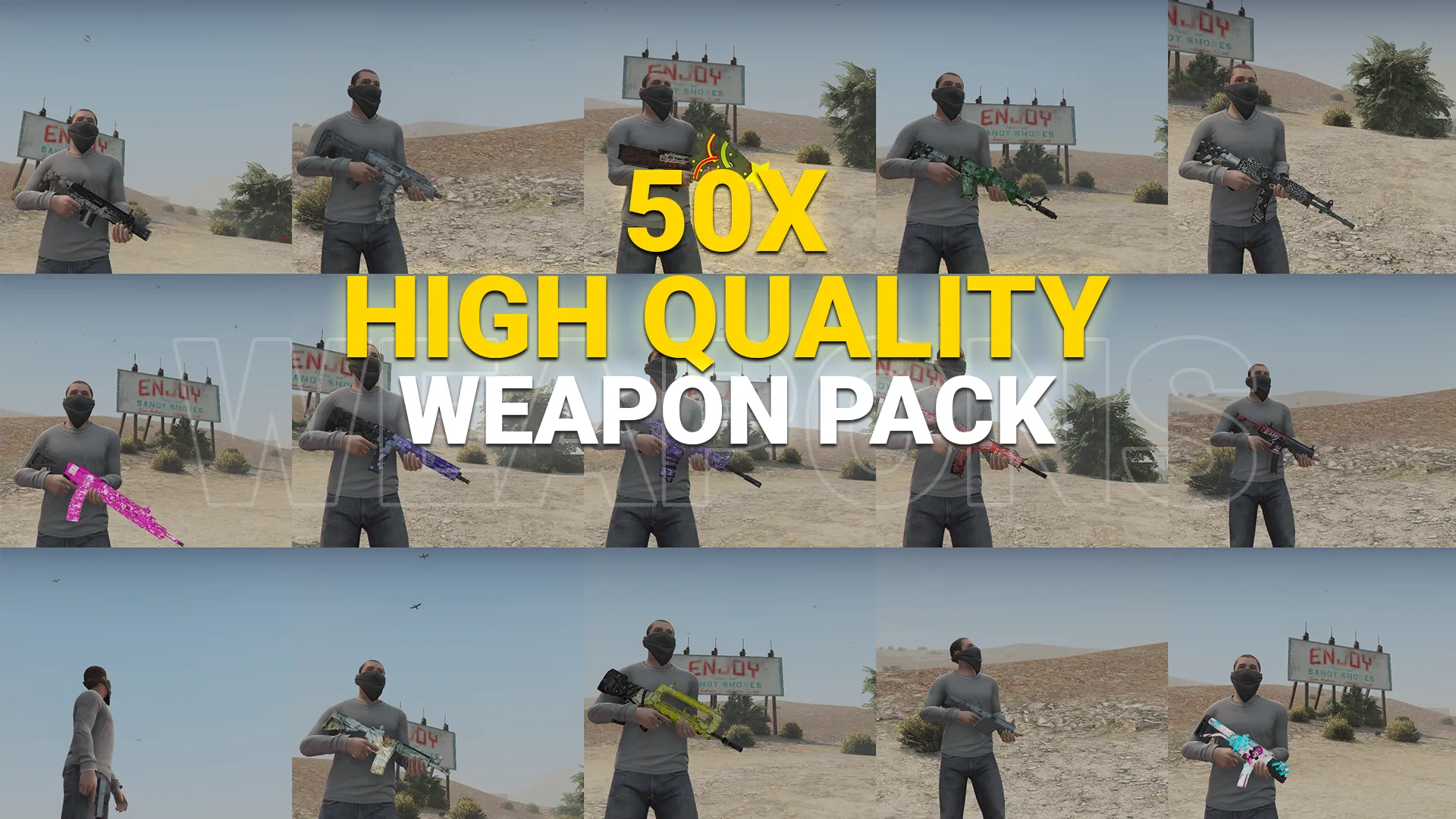 50X HQ FiveM Custom Weapons Pack Add-On